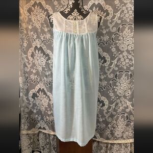 1960s Sears Perma-Prest Blue Cotton Nightgown Sz S